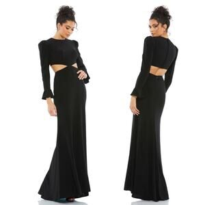 Mac Duggal 67944 Long Sleeve Column Gown Dress black size 6 UB